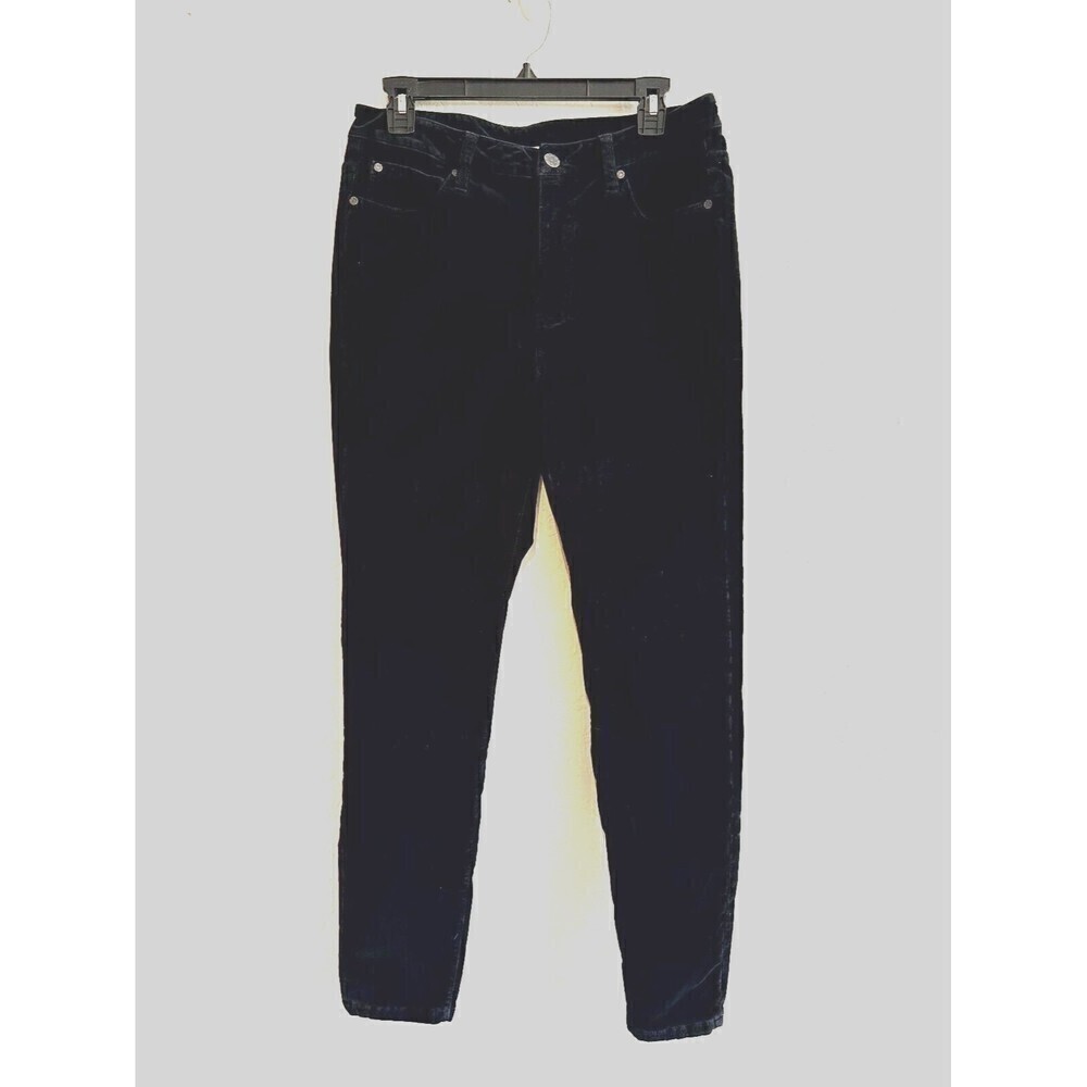 Soft Surroundings Stretch High Rise Velvet Skinny Jeans Womens Size 10‎ Black
